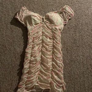 Pink, Green, and White mini stretchy dress